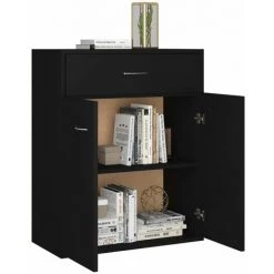 INLIFE Buffet Noir 60x30x75 Cm Aggloméré -Buffet et enfilade Soldes 57884411 5