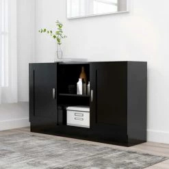 INLIFE Buffet Noir 120x30,5x70 Cm Aggloméré 6 INLIFE Buffet Noir 120x30,5x70 Cm Aggloméré -Buffet et enfilade Soldes 57884604 2