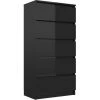 INLIFE Buffet à Tiroirs Noir Brillant 60x35x121 Cm Aggloméré