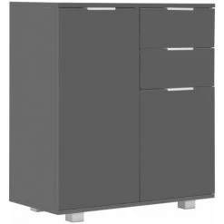 INLIFE Buffet Gris Brillant 71 X 35 X 76 Cm Aggloméré