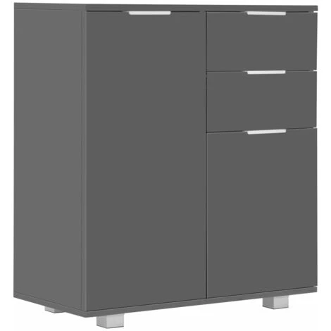 INLIFE Buffet Gris Brillant 71 X 35 X 76 Cm Aggloméré 1 INLIFE Buffet Gris Brillant 71 X 35 X 76 Cm Aggloméré