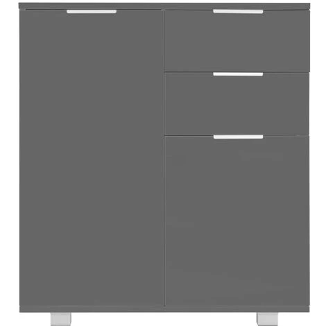 INLIFE Buffet Gris Brillant 71 X 35 X 76 Cm Aggloméré 3 INLIFE Buffet Gris Brillant 71 X 35 X 76 Cm Aggloméré – Image 3