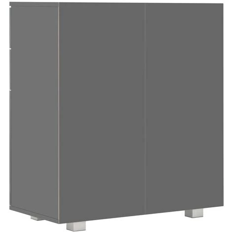 INLIFE Buffet Gris Brillant 71 X 35 X 76 Cm Aggloméré 5 INLIFE Buffet Gris Brillant 71 X 35 X 76 Cm Aggloméré – Image 5