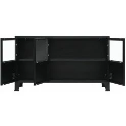 INLIFE Buffet Métal De Style Industriel 120 X 35 X 70 Cm Noir -Buffet et enfilade Soldes 57884818 3