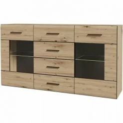 AUTRES Buffet SEIKOLA 2 Portes - 1 Tablettes En Verre, 4 Tiroirs, éclairage Inclus