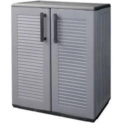 VidaXL Armoire De Rangement De Jardin Gris Et Noir 68x37x84 Cm PP - Gris -Buffet et enfilade Soldes 57912216 2