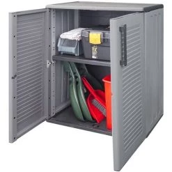 VidaXL Armoire De Rangement De Jardin Gris Et Noir 68x37x84 Cm PP - Gris -Buffet et enfilade Soldes 57912216 3