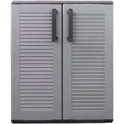 VidaXL Armoire De Rangement De Jardin Gris Et Noir 68x37x84 Cm PP - Gris -Buffet et enfilade Soldes 57912216 4