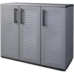 VidaXL Armoire De Rangement De Jardin Gris Et Noir 102x37x84 Cm PP - Gris -Buffet et enfilade Soldes 57912219 2