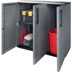 VidaXL Armoire De Rangement De Jardin Gris Et Noir 102x37x84 Cm PP - Gris -Buffet et enfilade Soldes 57912219 3
