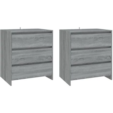 Buffets Bois D'ingénierie 3 Pcs Sonoma Gris VidaXL 4 Buffets Bois D'ingénierie 3 Pcs Sonoma Gris VidaXL – Image 4