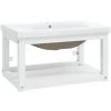 VidaXL Cadre De Lavabo De Salle De Bain Vasque à Encastrer Blanc Fer - Blanc