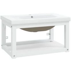 VidaXL Cadre De Lavabo De Salle De Bain Vasque à Encastrer Blanc Fer - Blanc