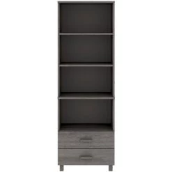 Buffet 60x35x180 Cm Bois Massif De Pin Haut Gris Clair VidaXL -Buffet et enfilade Soldes 57912914 5