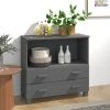 Buffet 85x35x80 Cm Bois Massif De Pin Gris Foncé VidaXL
