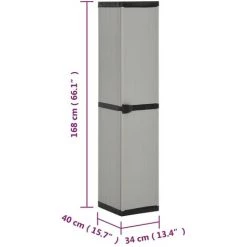 Armoire De Rangement De Jardin 3 étagères Gris/noir 34x40x168cm VidaXL - Gris -Buffet et enfilade Soldes 57913001 3