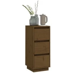 Buffet 32x34x75 Cm Bois Massif De Pin Marron Miel VidaXL -Buffet et enfilade Soldes 57913220 4