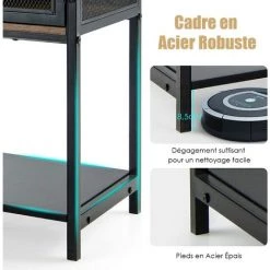 COSTWAY Meuble De Rangement, Buffet Industriel Avec 2 Placards, 2 Tiroirs Coulissants Et Etagère Inférieure, Conception En Métal, Pour Salon, Salle à Manger, Cuisine, Marron Rustique -Buffet et enfilade Soldes 57913366 5