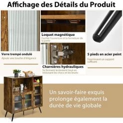 COSTWAY Meuble De Rangement, Buffet Industriel Avec Placard 3 Portes, 2 Etagères De Rangement, 100 X 39,5 X 100 Cm, Pour Salon, Salle à Manger, Cuisine, Marron Rustique 7 COSTWAY Meuble De Rangement, Buffet Industriel Avec Placard 3 Portes, 2 Etagères De Rangement, 100 X 39,5 X 100 Cm, Pour Salon, Salle à Manger, Cuisine, Marron Rustique -Buffet et enfilade Soldes 57913397 3