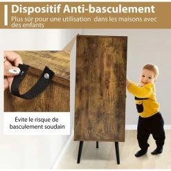 COSTWAY Meuble De Rangement, Buffet Industriel Avec Placard 3 Portes, 2 Etagères De Rangement, 100 X 39,5 X 100 Cm, Pour Salon, Salle à Manger, Cuisine, Marron Rustique 8 COSTWAY Meuble De Rangement, Buffet Industriel Avec Placard 3 Portes, 2 Etagères De Rangement, 100 X 39,5 X 100 Cm, Pour Salon, Salle à Manger, Cuisine, Marron Rustique -Buffet et enfilade Soldes 57913397 4