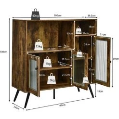 COSTWAY Meuble De Rangement, Buffet Industriel Avec Placard 3 Portes, 2 Etagères De Rangement, 100 X 39,5 X 100 Cm, Pour Salon, Salle à Manger, Cuisine, Marron Rustique 9 COSTWAY Meuble De Rangement, Buffet Industriel Avec Placard 3 Portes, 2 Etagères De Rangement, 100 X 39,5 X 100 Cm, Pour Salon, Salle à Manger, Cuisine, Marron Rustique -Buffet et enfilade Soldes 57913397 5