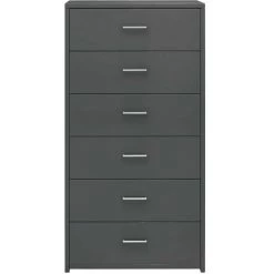 LITZEE Buffet, Bahut Et Enfilade Buffet Avec 6 Tiroirs Gris Brillant 50x34x96 Cm Agglomere -Buffet et enfilade Soldes 58111061 4