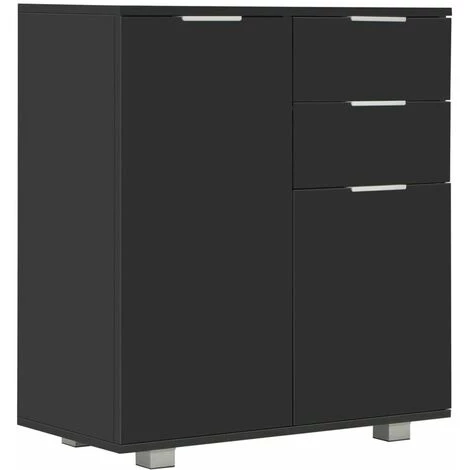 LITZEE Buffet, Bahut Et Enfilade Buffet Noir Brillant 71 X 35 X 76 Cm Agglomere 3 LITZEE Buffet, Bahut Et Enfilade Buffet Noir Brillant 71 X 35 X 76 Cm Agglomere – Image 3