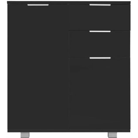 LITZEE Buffet, Bahut Et Enfilade Buffet Noir Brillant 71 X 35 X 76 Cm Agglomere 4 LITZEE Buffet, Bahut Et Enfilade Buffet Noir Brillant 71 X 35 X 76 Cm Agglomere – Image 4