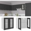 LITZEE Buffet, Bahut Et Enfilade Armoire En Verre Suspendue Gris 60x31x60 Cm Agglomere