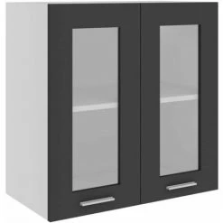 LITZEE Buffet, Bahut Et Enfilade Armoire En Verre Suspendue Gris 60x31x60 Cm Agglomere -Buffet et enfilade Soldes 58113240 3