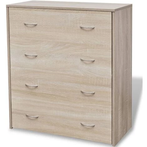INLIFE Buffet Avec 4 Tiroirs 60 X 30,5 X 71 Cm Couleur De Chêne 3 INLIFE Buffet Avec 4 Tiroirs 60 X 30,5 X 71 Cm Couleur De Chêne – Image 3