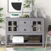MERAX Buffet Bas 2 Tiroirs 2 Portes, Buffet De Cuisine, Armoire De Rangement, Porte En Verre, Couleur Gris, 108 X 35 X 80 Cm