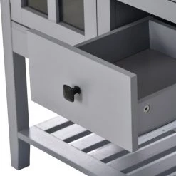 MERAX Buffet Bas 2 Tiroirs 2 Portes, Buffet De Cuisine, Armoire De Rangement, Porte En Verre, Couleur Gris, 108 X 35 X 80 Cm 8 MERAX Buffet Bas 2 Tiroirs 2 Portes, Buffet De Cuisine, Armoire De Rangement, Porte En Verre, Couleur Gris, 108 X 35 X 80 Cm -Buffet et enfilade Soldes 58205783 4