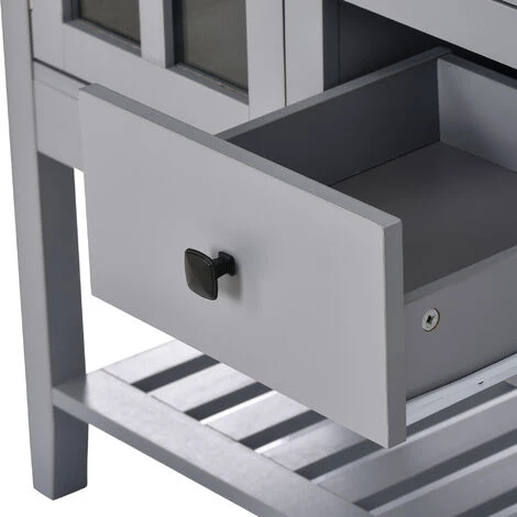 MERAX Buffet Bas 2 Tiroirs 2 Portes, Buffet De Cuisine, Armoire De Rangement, Porte En Verre, Couleur Gris, 108 X 35 X 80 Cm 4 MERAX Buffet Bas 2 Tiroirs 2 Portes, Buffet De Cuisine, Armoire De Rangement, Porte En Verre, Couleur Gris, 108 X 35 X 80 Cm – Image 4