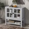 MERAX Buffet Bas 2 Portes Avec étagère Réglable, Meuble De Rangement Avec Porte Incrustée De Verre Pour Cuisine, Salon, 88x36x88cm, Gris