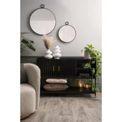 LEITMOTIV Buffet En Pin Cabinet 120 X 40 X 80 Cm Noir - Noir -Buffet et enfilade Soldes 58265974 2