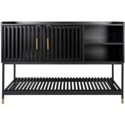 LEITMOTIV Buffet En Pin Cabinet 120 X 40 X 80 Cm Noir - Noir -Buffet et enfilade Soldes 58265974 3