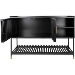 LEITMOTIV Buffet En Pin Cabinet 120 X 40 X 80 Cm Noir - Noir -Buffet et enfilade Soldes 58265974 4