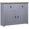 INLIFE Buffet Gris 93x40x80 Cm Pin Solide Assortiment Panama
