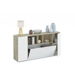 ALTRI Buffet Moderne Blanc, 3 Portes Battantes, à Compartiments Ouverts, Buffet De Salon Avec 3 Portes Battantes, Meuble TV, 150 X 76 X 41 Cm, Coloris Blanc Et Chêne 8 ALTRI Buffet Moderne Blanc, 3 Portes Battantes, à Compartiments Ouverts, Buffet De Salon Avec 3 Portes Battantes, Meuble TV, 150 X 76 X 41 Cm, Coloris Blanc Et Chêne -Buffet et enfilade Soldes 58340168 4