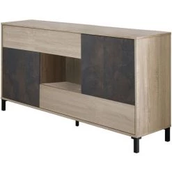 FORES Buffet à Deux Portes Et Deux Tiroirs, Couleur Chêne Et Oxyde, 151 X 80 X 41 Cm. -Buffet et enfilade Soldes 58343689 2