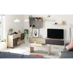 FORES Buffet à Deux Portes Et Deux Tiroirs, Couleur Chêne Et Oxyde, 151 X 80 X 41 Cm. -Buffet et enfilade Soldes 58343689 3