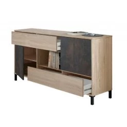 FORES Buffet à Deux Portes Et Deux Tiroirs, Couleur Chêne Et Oxyde, 151 X 80 X 41 Cm. -Buffet et enfilade Soldes 58343689 5