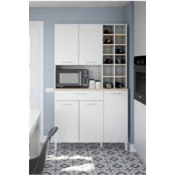 ALTRI Buffet De Cuisine Avec 5 Portes, Armoire Avec 1 Tiroir Et étagères à Bouteilles, Armoire Avec Pieds, Cm 108x40h186, Couleur Chêne Et Blanc -Buffet et enfilade Soldes 58343692 3