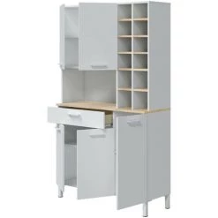 ALTRI Buffet De Cuisine Avec 5 Portes, Armoire Avec 1 Tiroir Et étagères à Bouteilles, Armoire Avec Pieds, Cm 108x40h186, Couleur Chêne Et Blanc -Buffet et enfilade Soldes 58343692 4