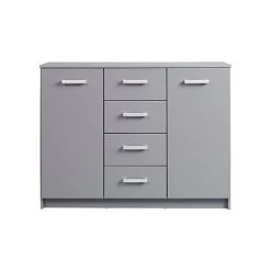 M&S Buffet 2 Portes 4 Tiroirs 119,2x40x91,5 Cm Gris Foncé - ROSSI