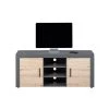 M&S Meuble TV 2 Portes 134x40x59 Cm Naturel Et Anthracite