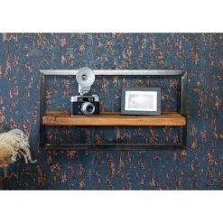 MASSIVMOEBEL24.DE CITY Wandregal #08 65x25x35 Altholz Braun Lackiert - Gris