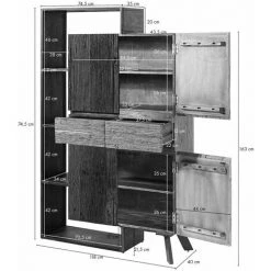 MASSIVMOEBEL24.DE CITY Schrank #01 118x40x183 Akazie/Altholz Braun Lackiert - Gris -Buffet et enfilade Soldes 58427582 4