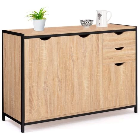 IDMARKET Buffet Bas DETROIT Avec Placards Et Tiroirs Design Industriel 2 IDMARKET Buffet Bas DETROIT Avec Placards Et Tiroirs Design Industriel – Image 2